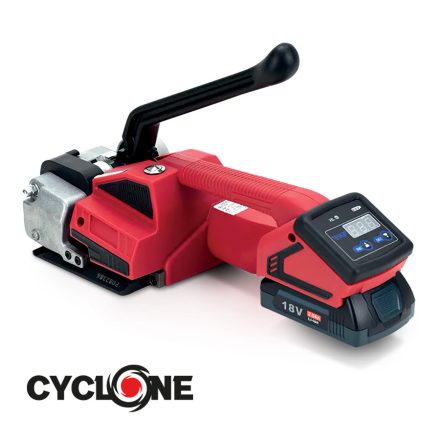 Akkumulátoros kézi pántológép ISG CYCLONE oldalnézetből – Mű-Pack