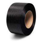 PP pántszalag tekercs fekete 12x0,50 mm oldalnézetből – Mű-Pack