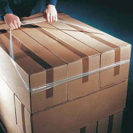 Kézi stretch fólia tekercs nyújtható fólia öv oldalnézetből – Mű-Pack