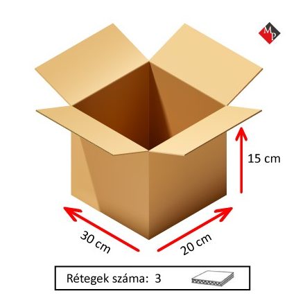 Kartondoboz 30x20x15 cm, 3 rétegű