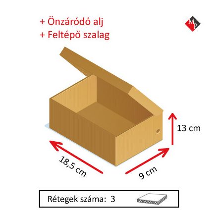 Kartondoboz 185x90x130 mm ÖNZÁRÓDÓ