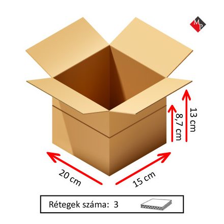 Kartondoboz 20x15x13 / 8.7 cm, 3 rétegű