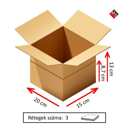 M0 Kartondoboz 20x15x13 / 8.7 cm, 3 rétegű