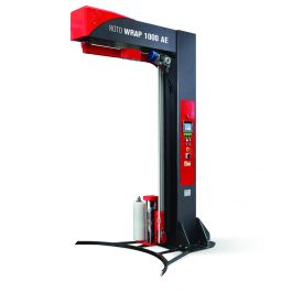 Raklapfóliázó gép ISG PACK félautomata ROTOWRAP 1000 AE oldalnézetből – Mű-Pack