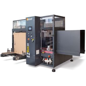 Automata dobozhajtogató gép SIAT EZ-BOX 20 oldalnézetből – Mű-Pack