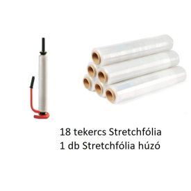 Kézi stretch fólia tekercs + felhordó oldalnézetből – Mű-Pack