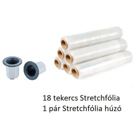Kézi stretch fólia tekercs + Húzó oldalnézetből – Mű-Pack